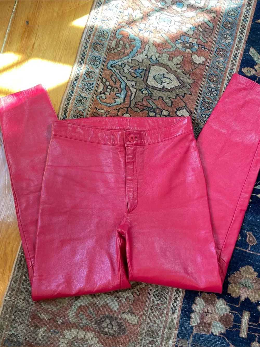 Insane Vintage North Beach Leather Red Hot Leather Pants - Picture 2 of 4